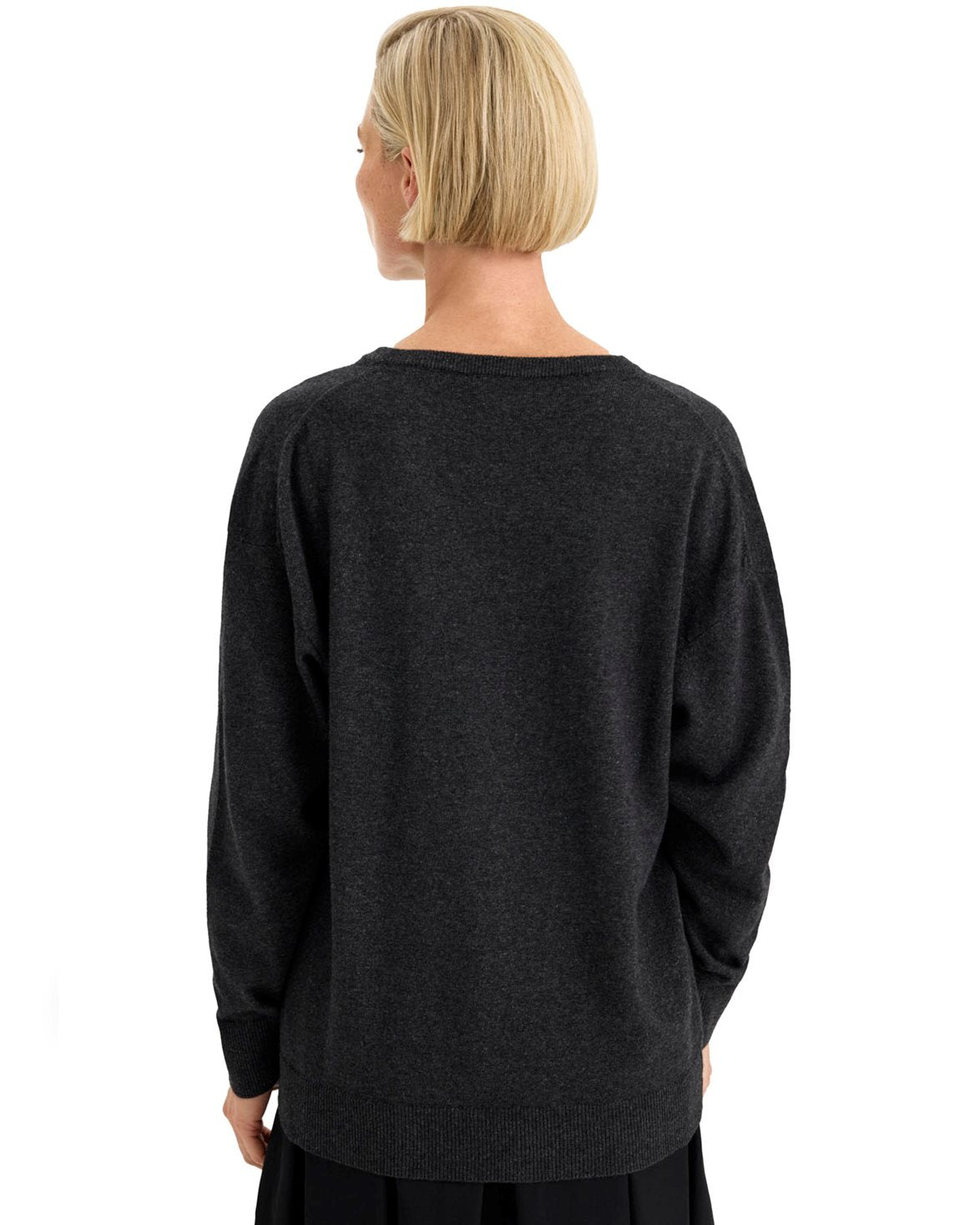 Soft Wool V-Neck Sweater Anthracite Melange