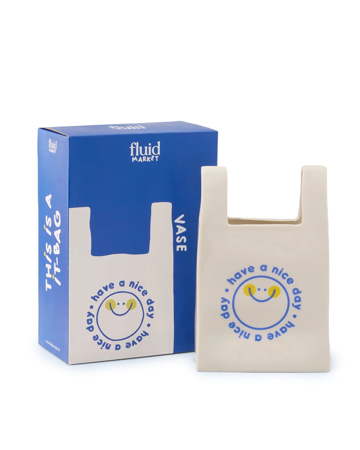 Vase Plastic Bag White/Blue