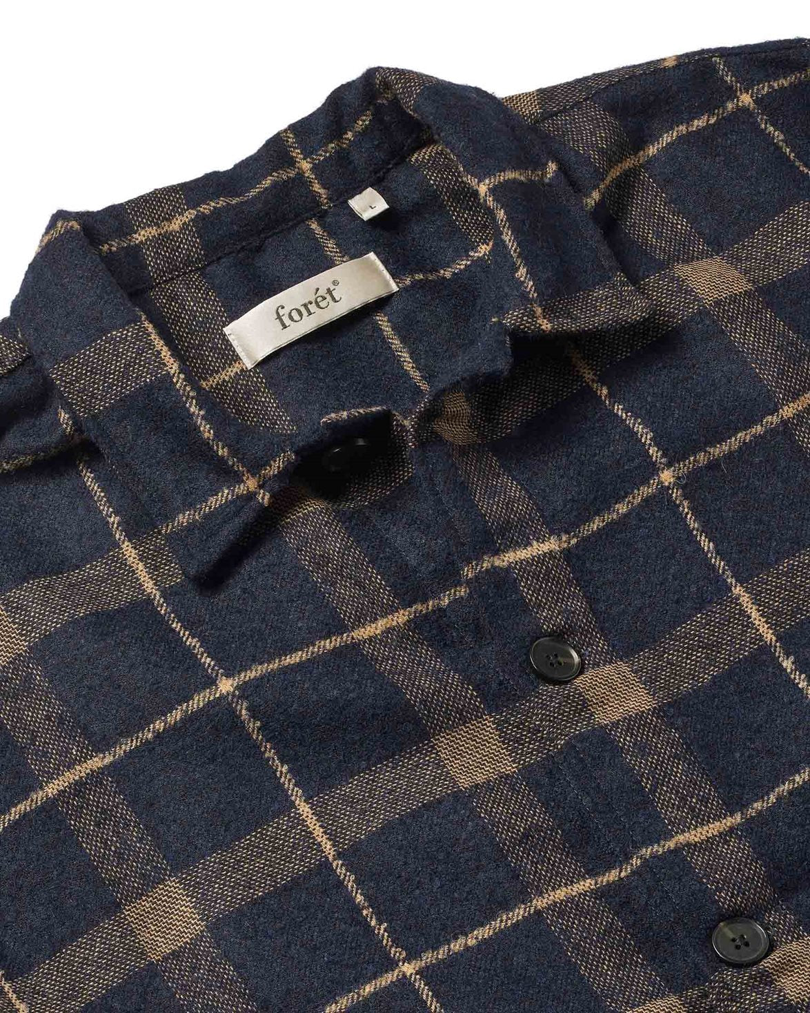 Sun Wool Relaxed Fit Check Overshirt Navy