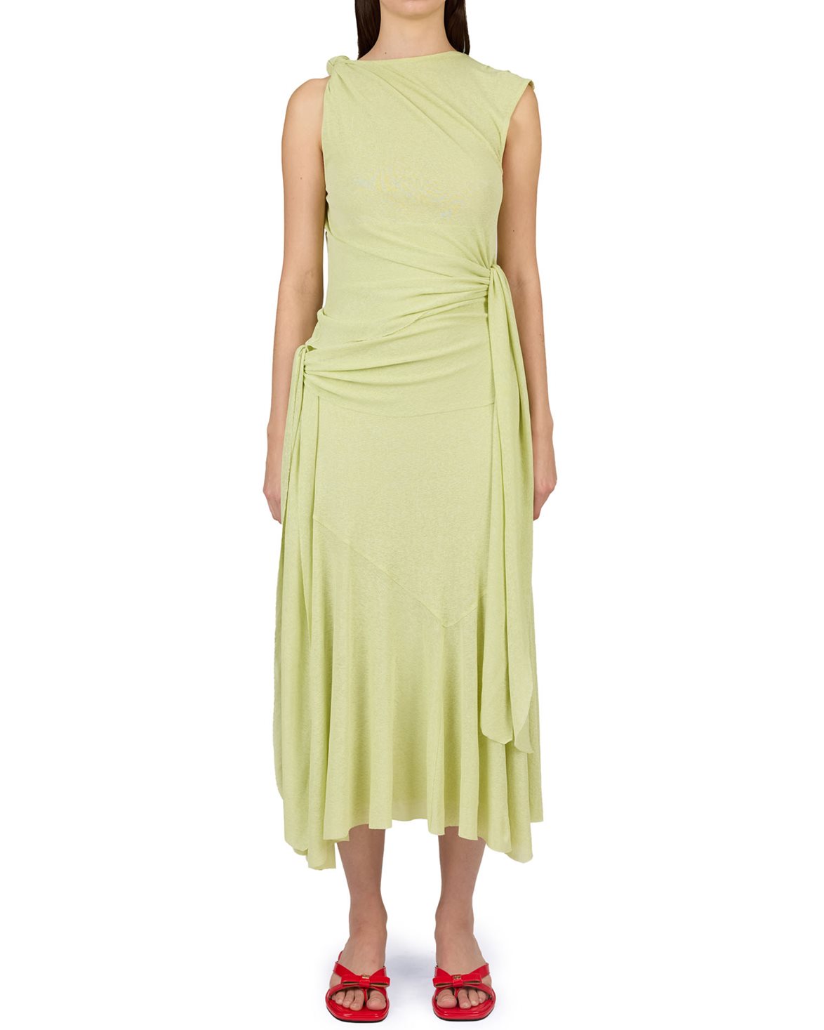 Marl Mesh Draped Knot Long Dress Seedling