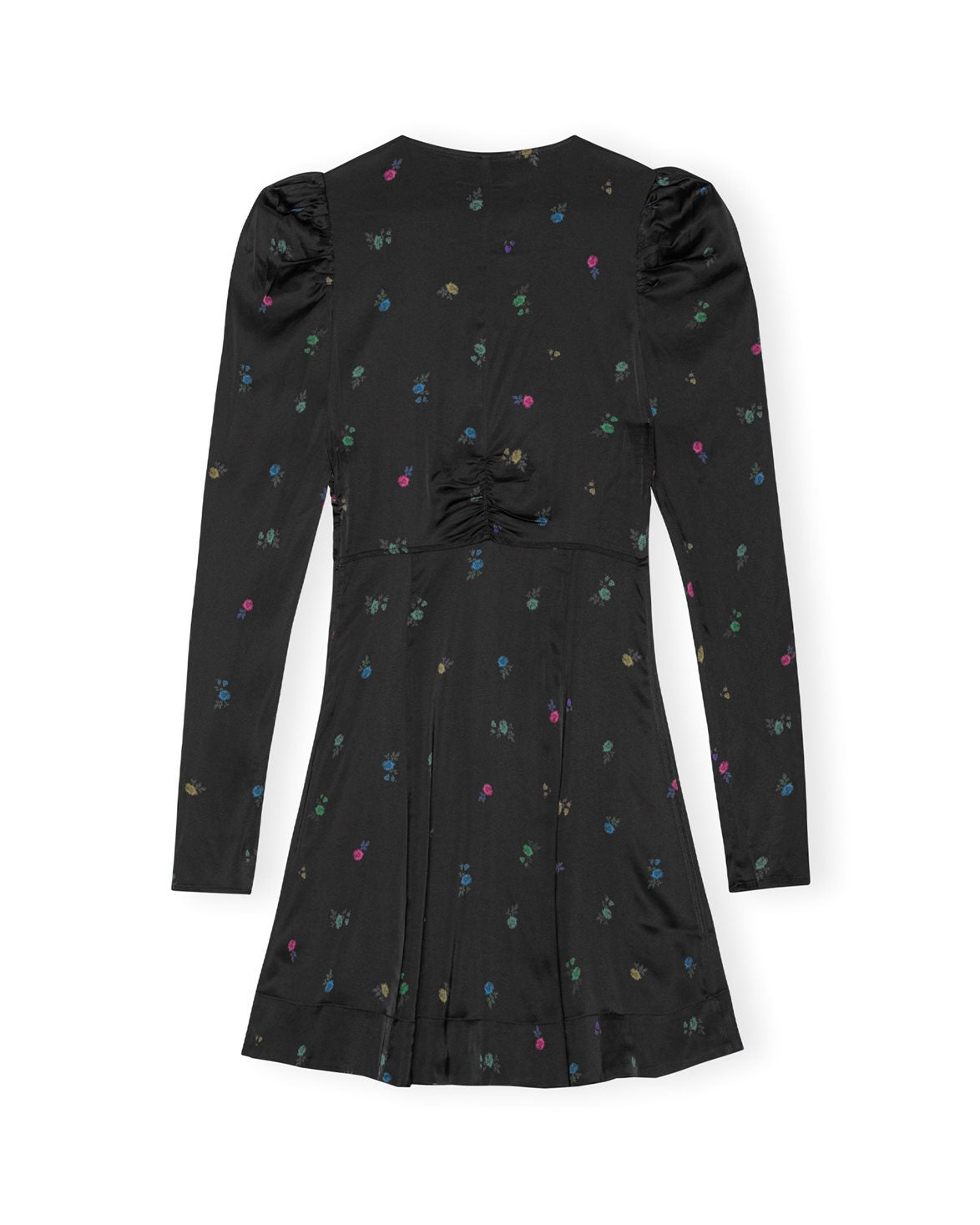Printed Satin Mini Dress Black