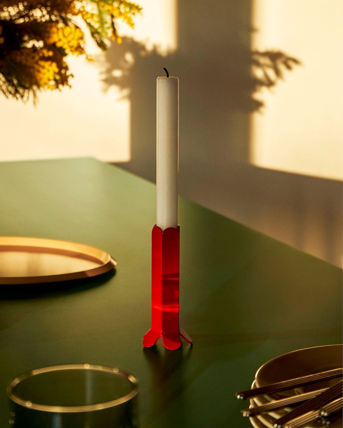 Arcs Candleholder L Red