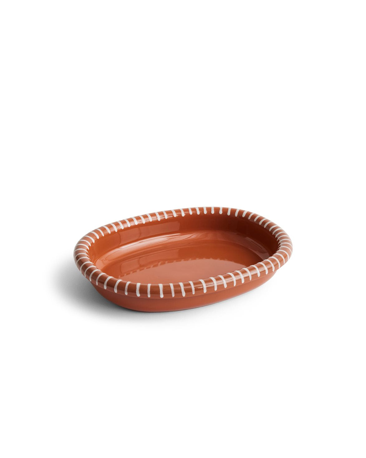 Barro Oval Dish S Natural With Stripes