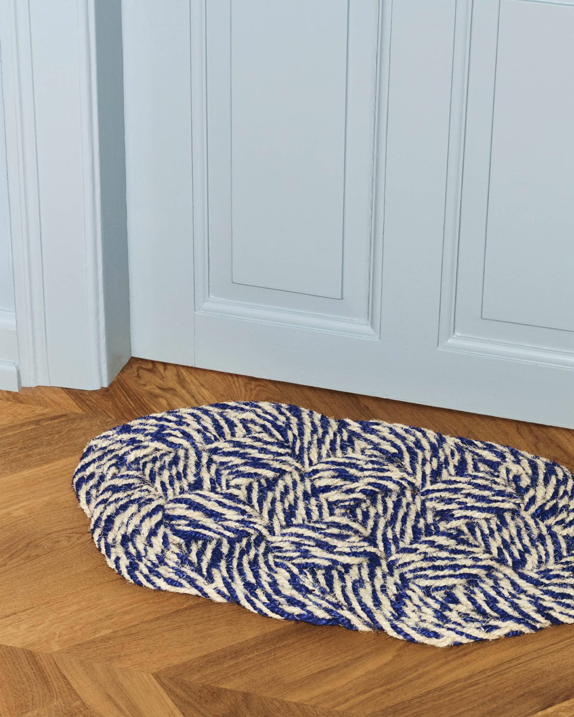 Coco Door Mat Swirl Blue/Off White