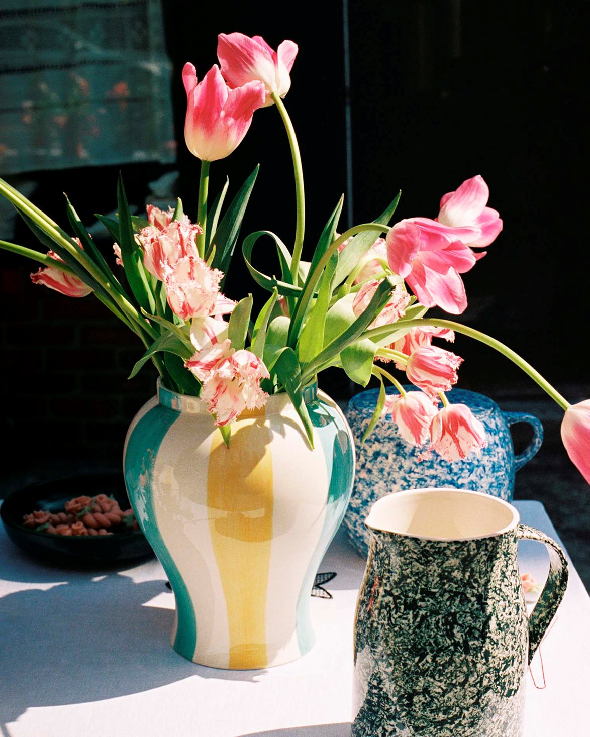 Sobremesa Stripe Vase L Green Yellow