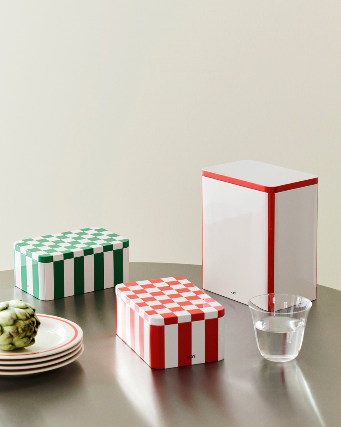 Tin Container Small Green/Off White