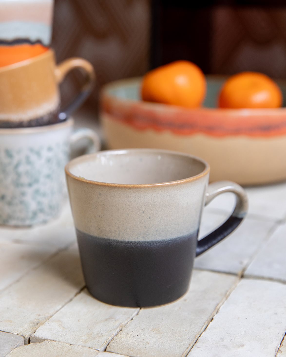 70S Ceramics Cappuccino Mug Black/White