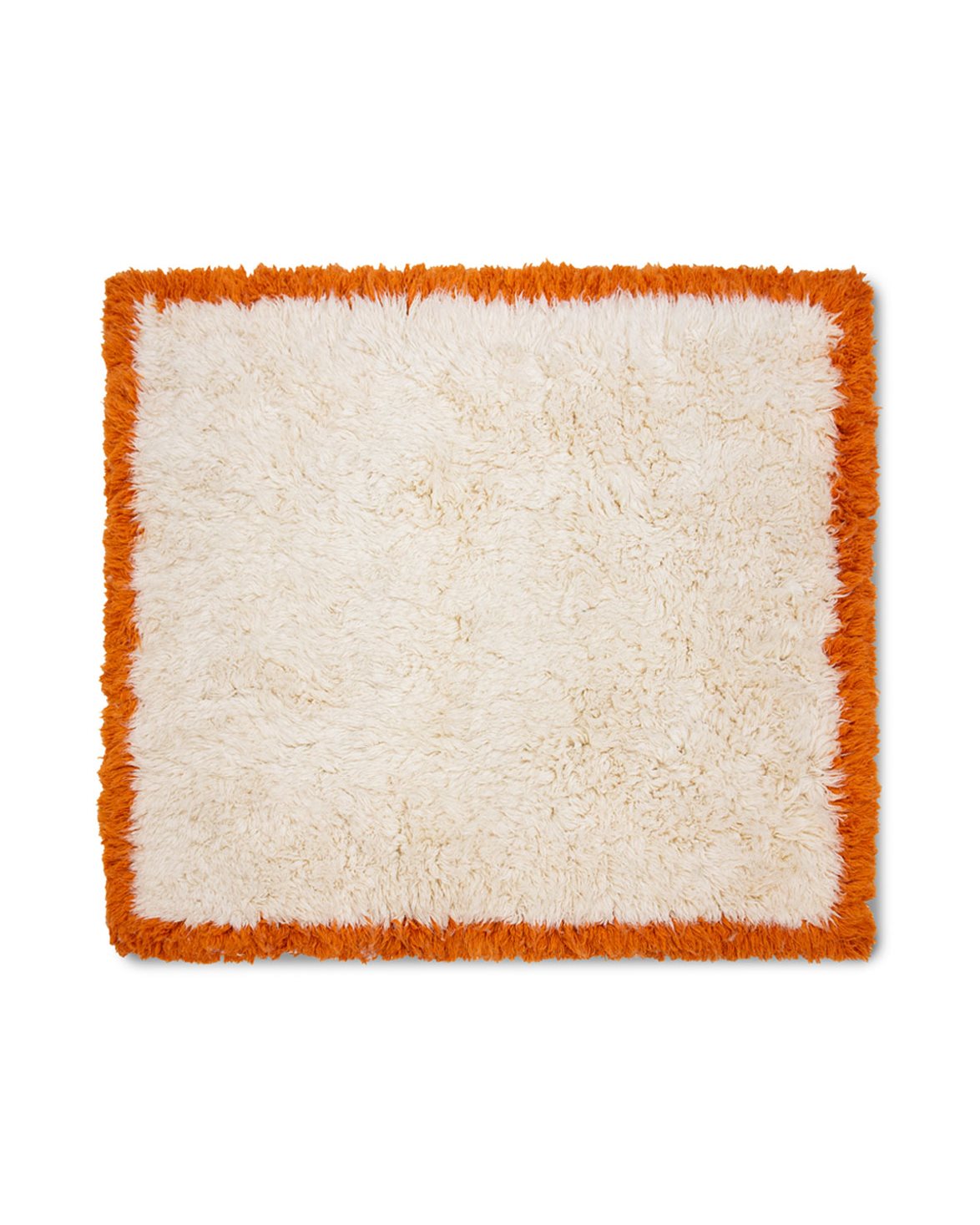 Fluffy Square Rug Natural Cream/Orange