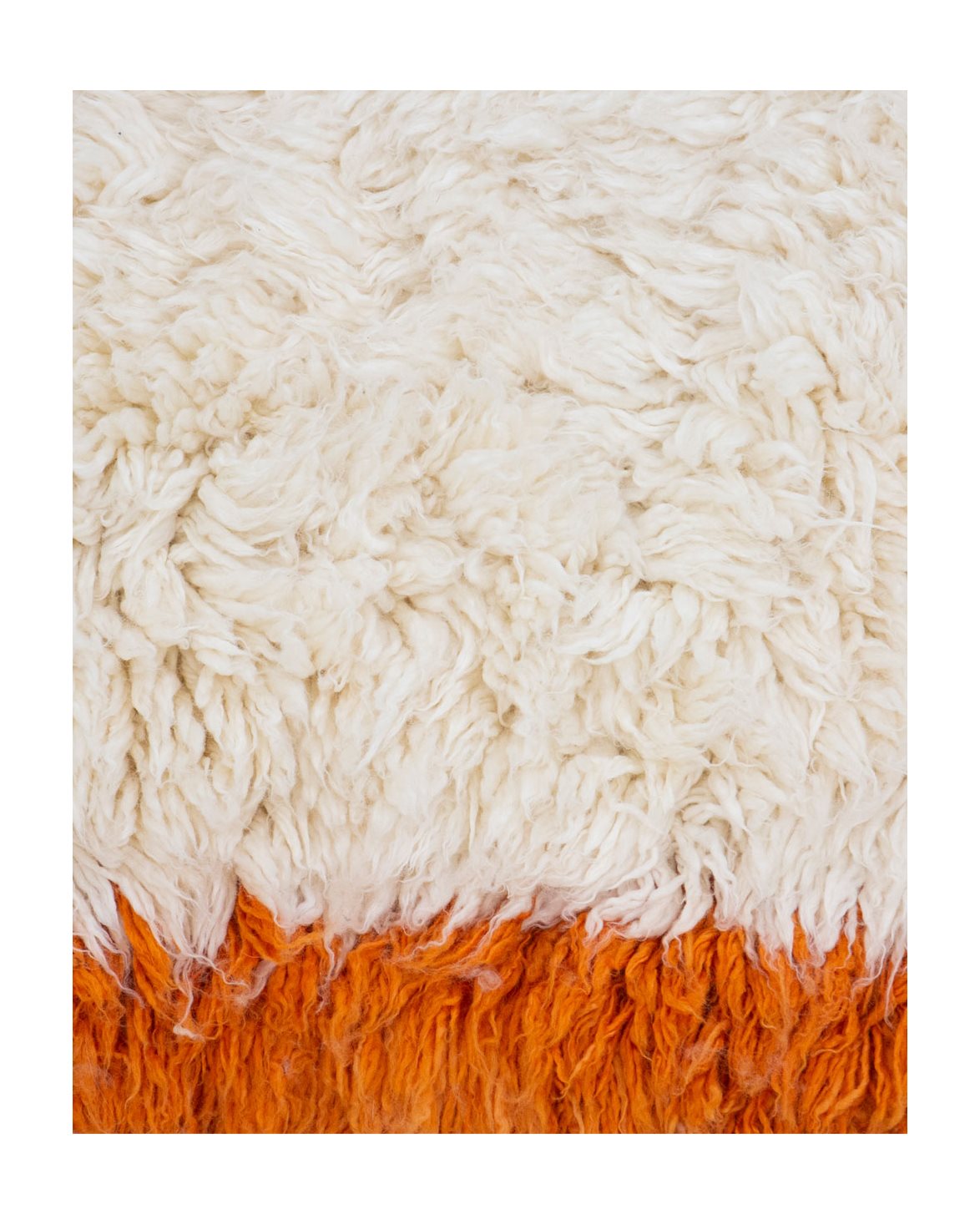 Fluffy Square Rug Natural Cream/Orange