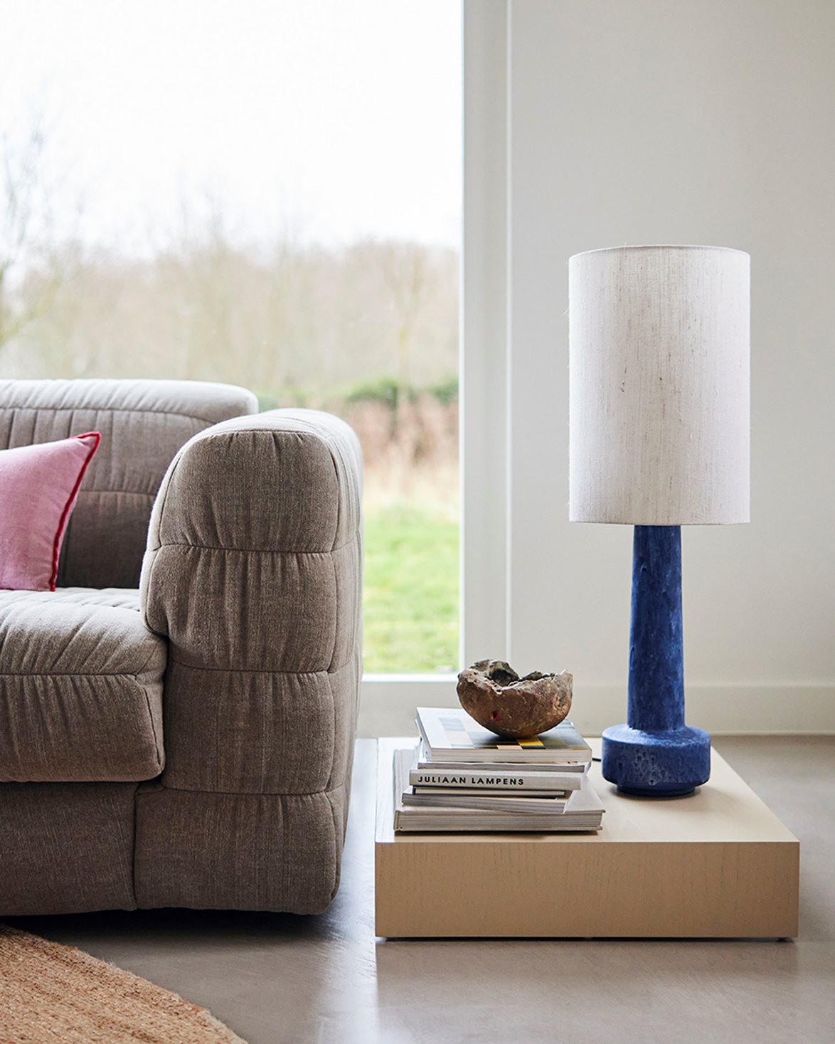 Retro Stoneware Lamp Blue