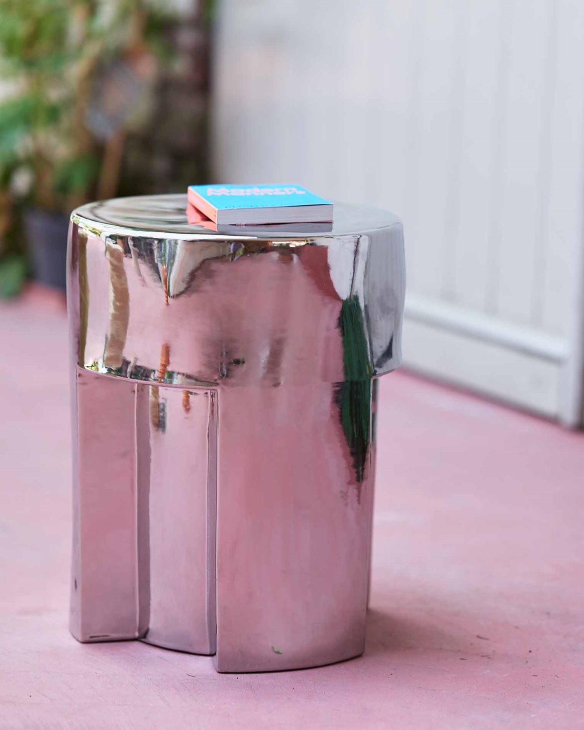 Stoneware Side Table Chrome