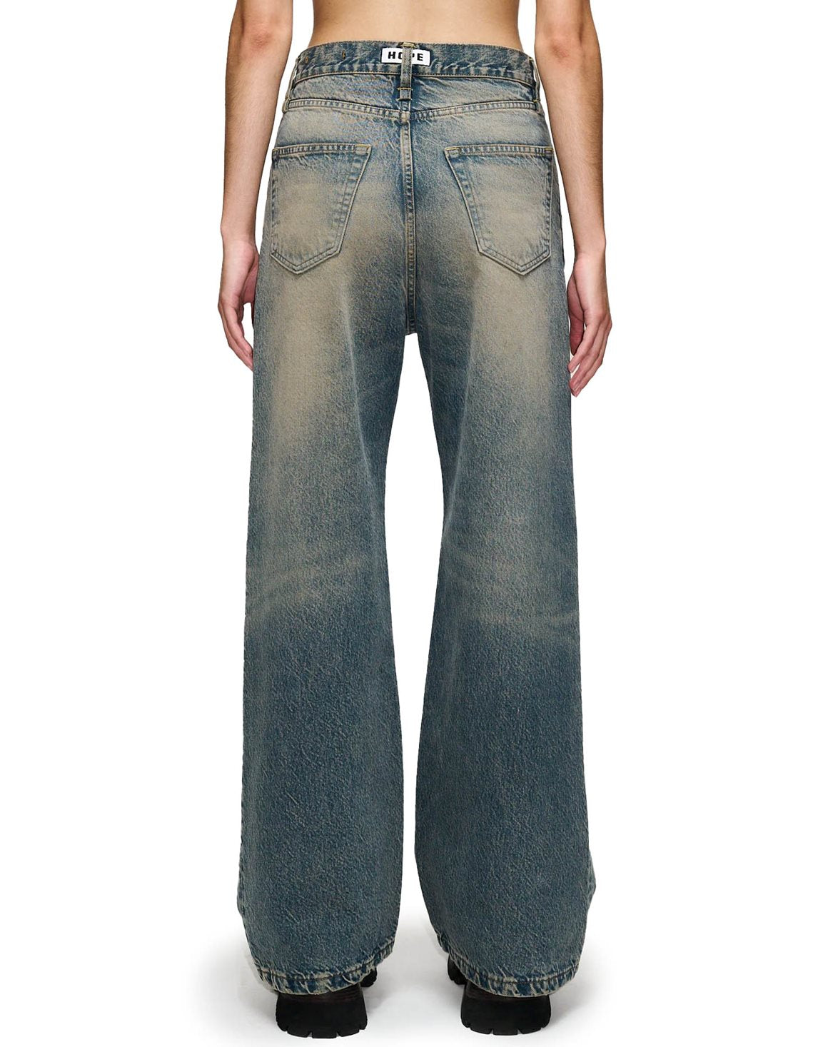 Skid Wide Leg Jeans Mid Blue Dirty