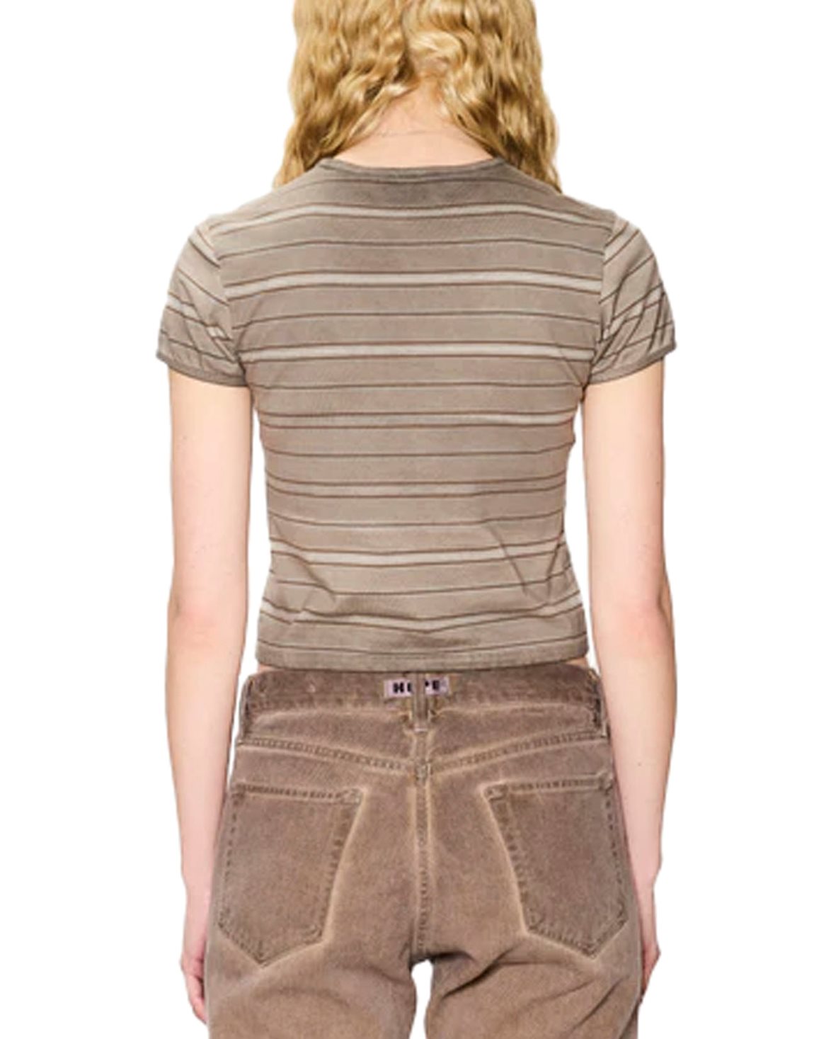 Vile Tee Overdyed Beige Stripe