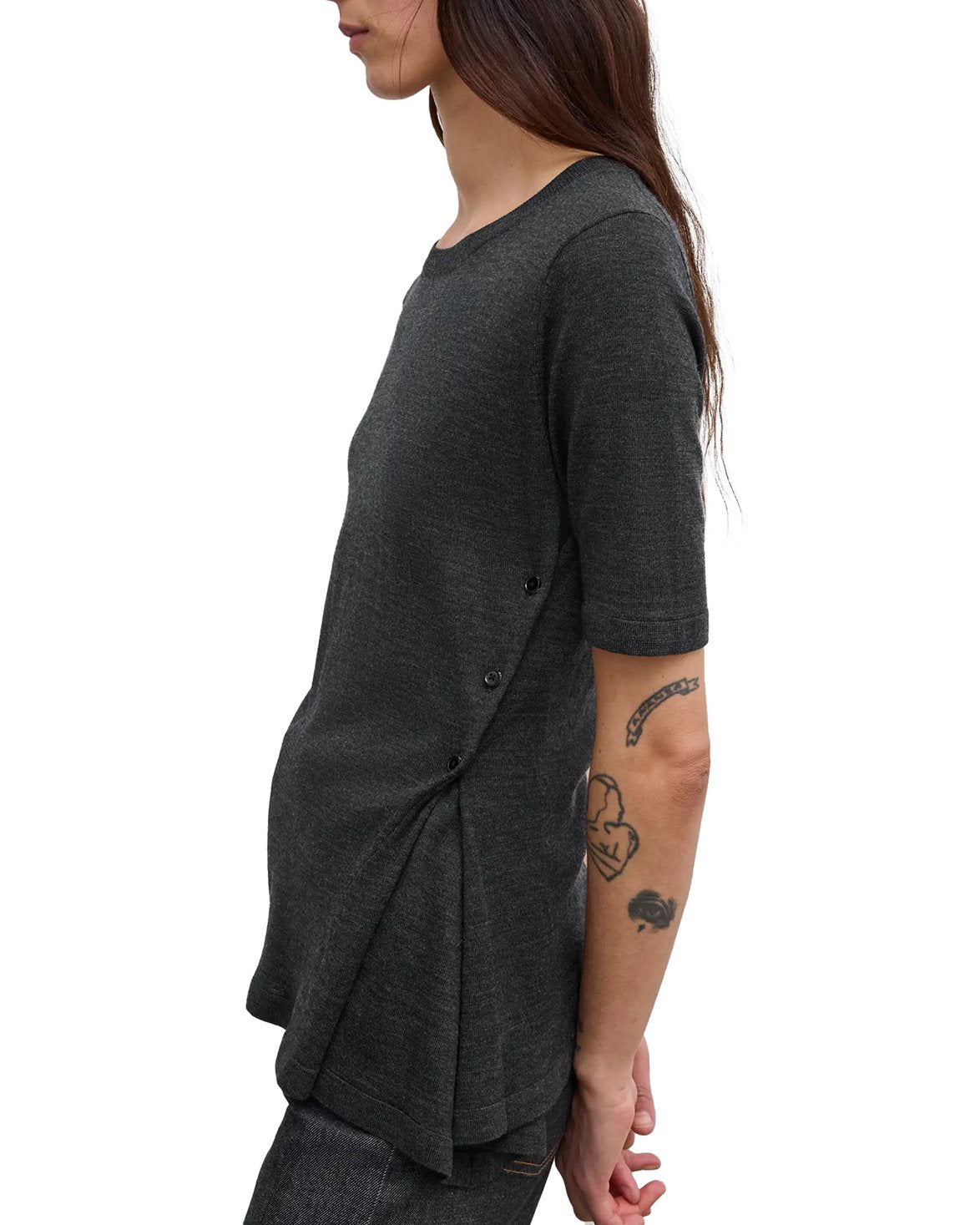 Asymmetric Knit Top 	Antracite Grey