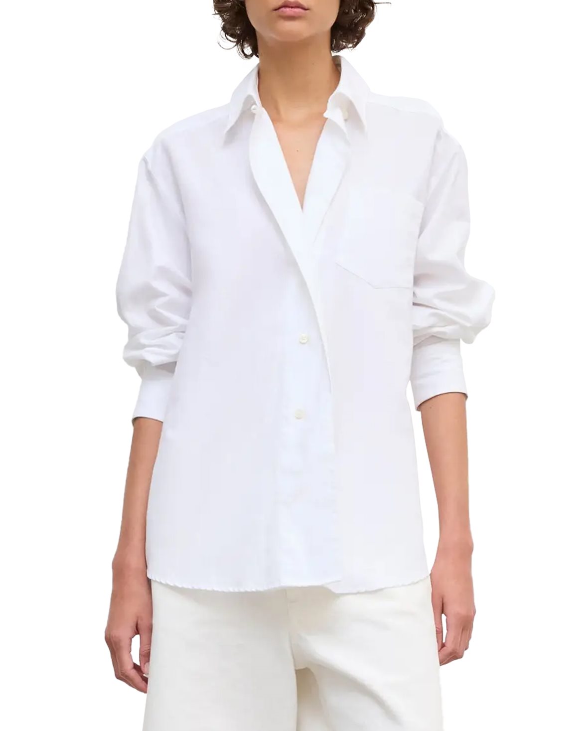 Asymmetric Linen Shirt White
