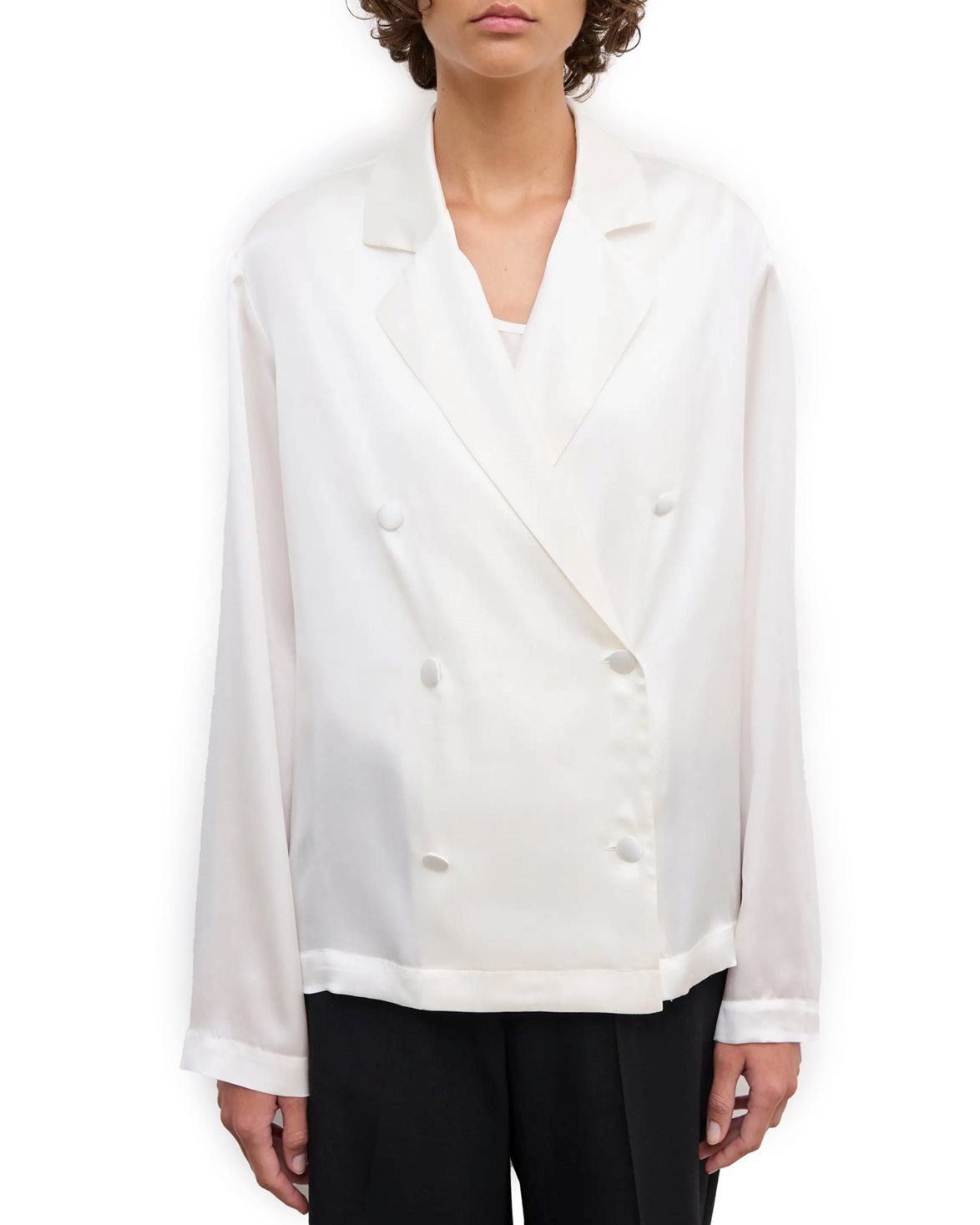 Db Silk Blazer Top Chalk White