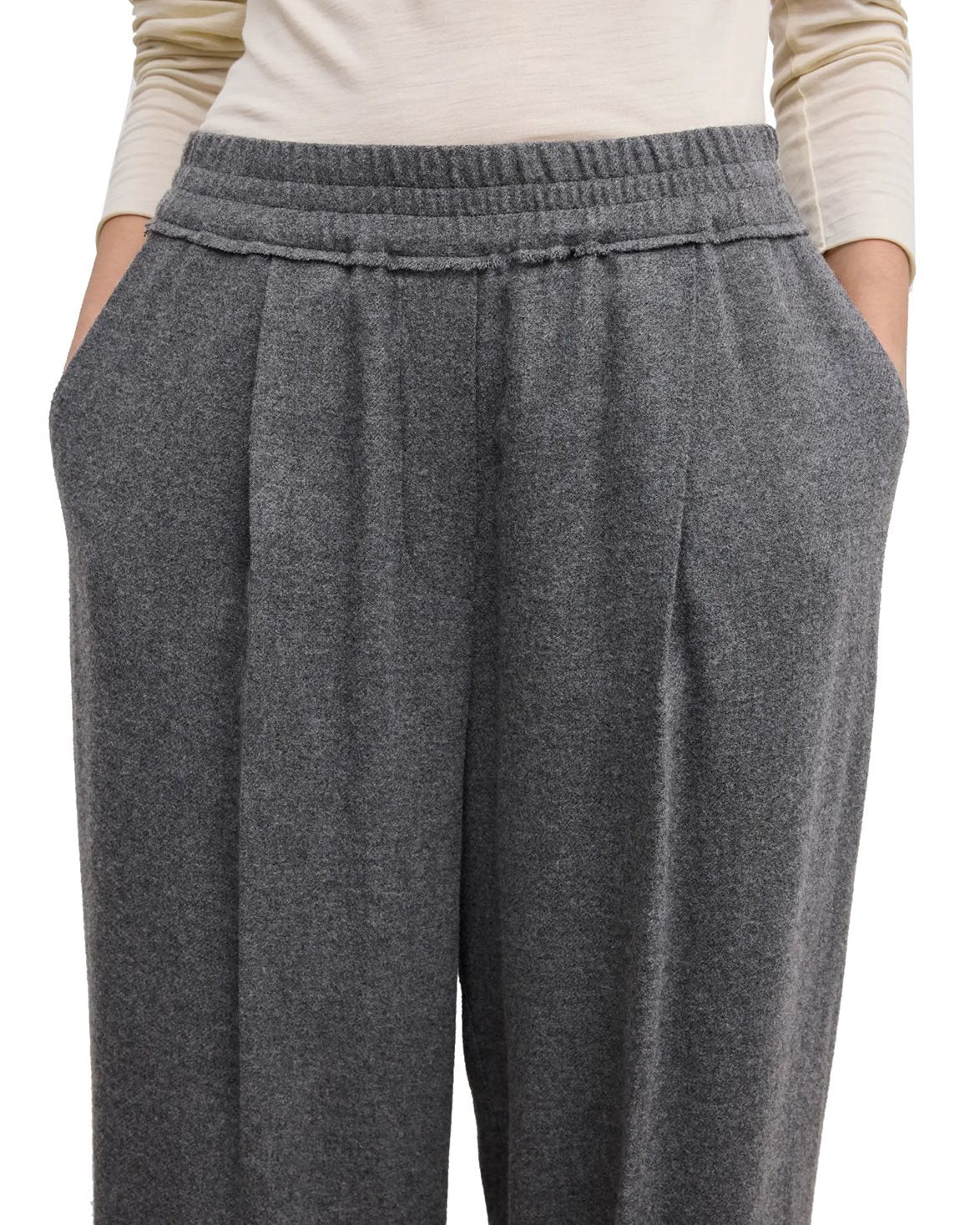 Elastic Wool Trouser Light Grey Melange