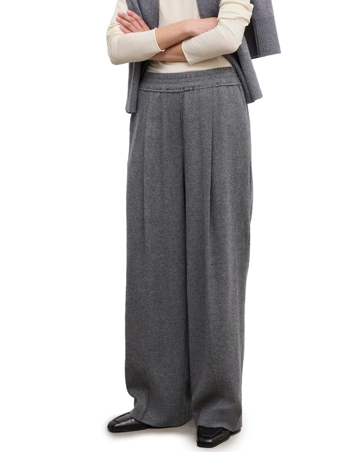 Elastic Wool Trouser Light Grey Melange