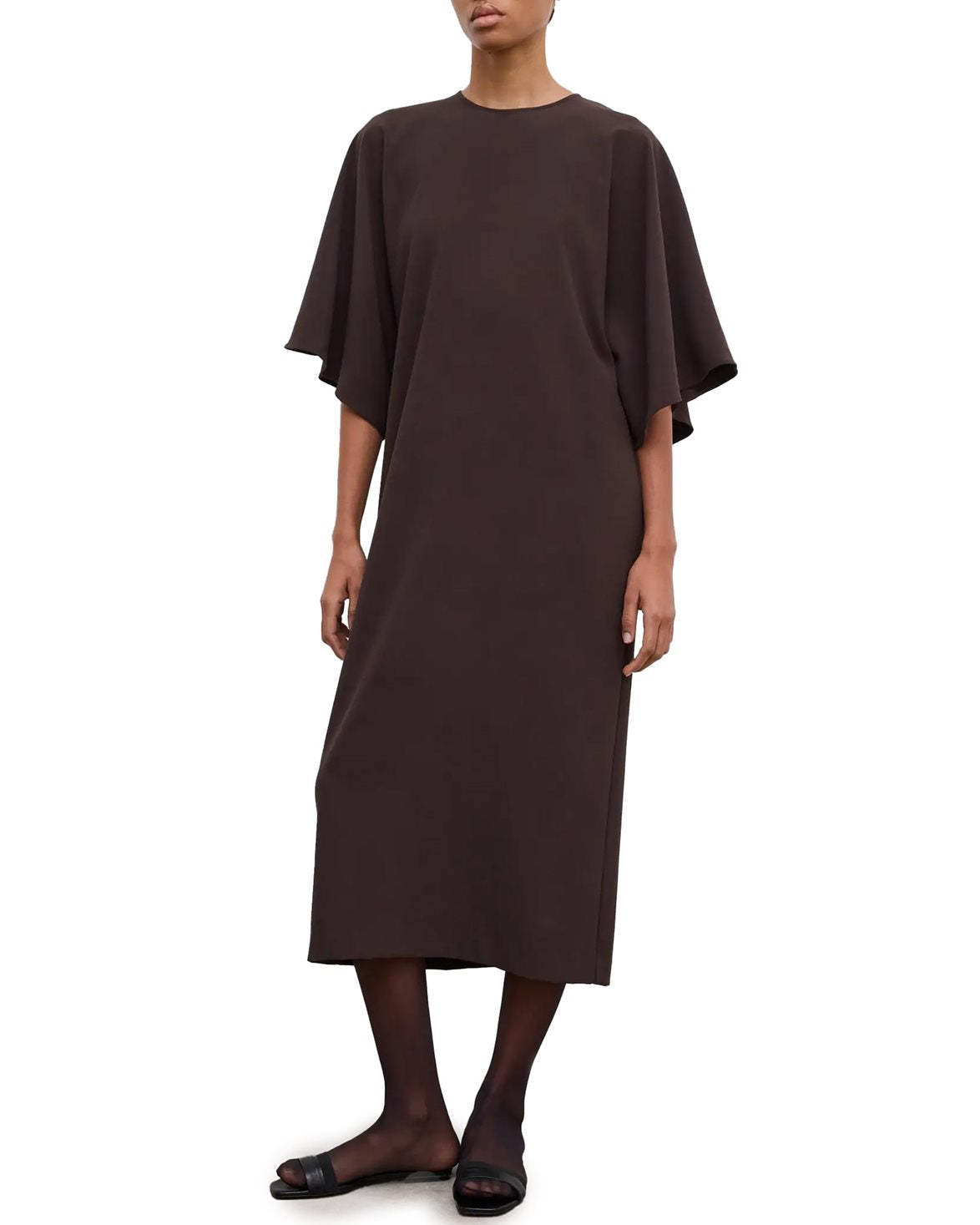 Kimono Crepe Dress Chocolate Brown
