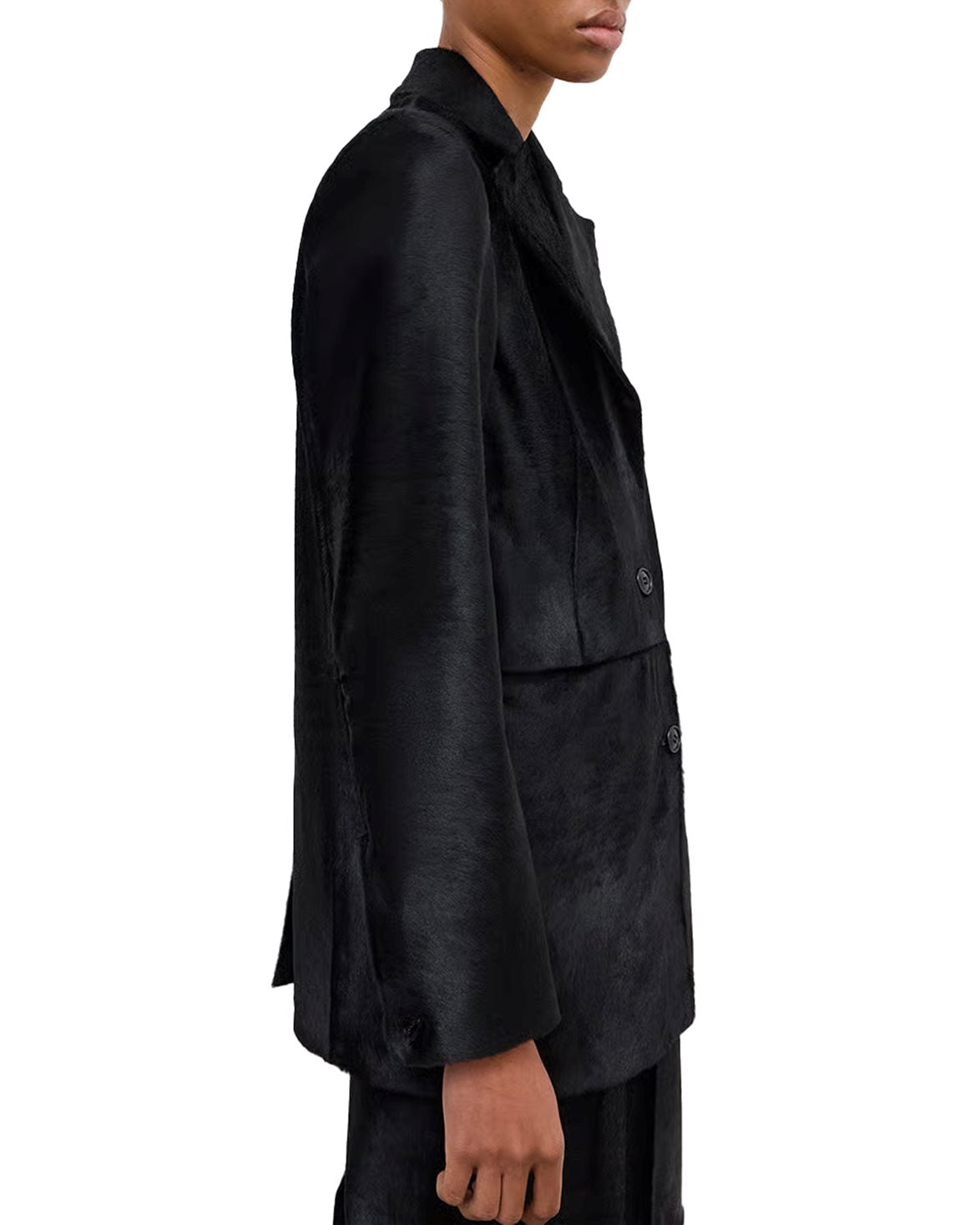Pony Leather Blazer Black