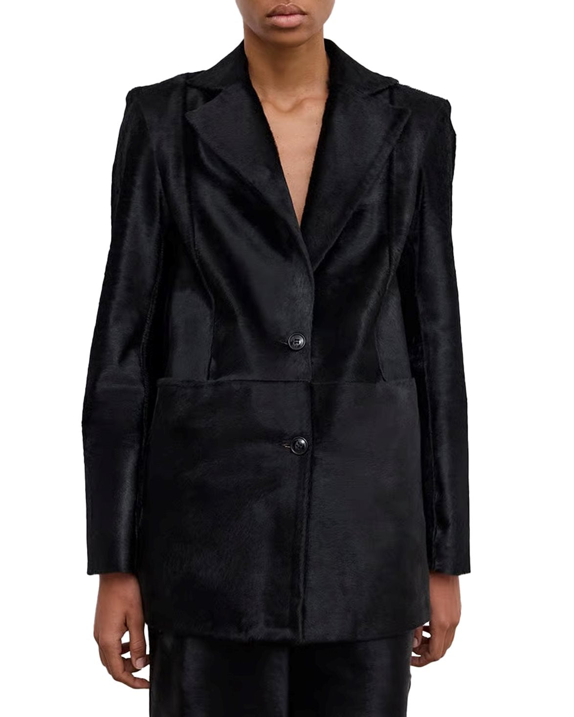 Pony Leather Blazer Black