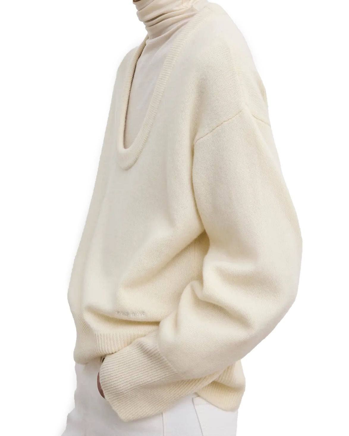 Soft Wool Scoop Knit Cream White