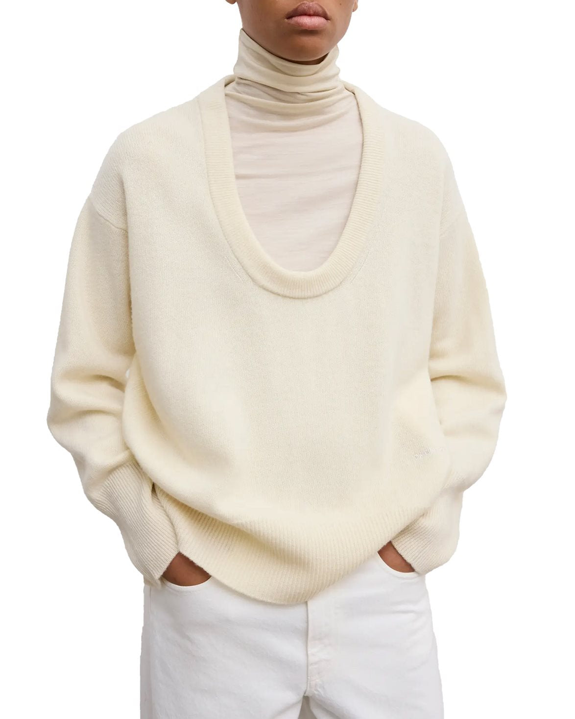 Soft Wool Scoop Knit Cream White