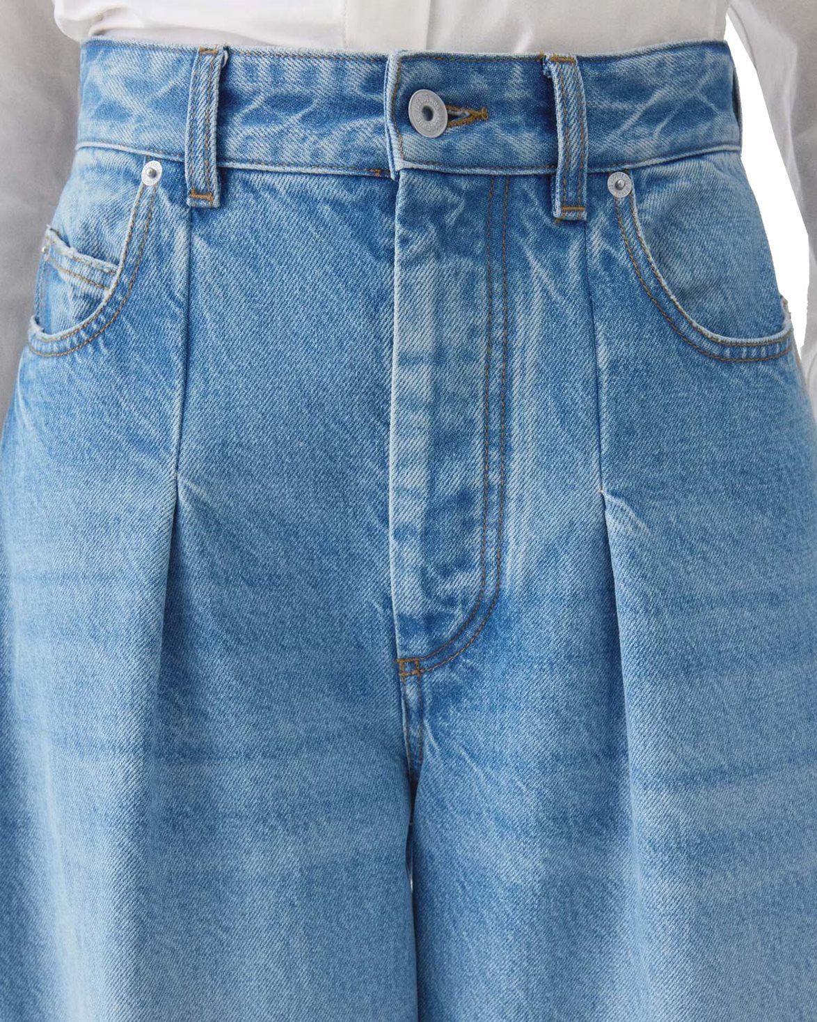 Le De-Nîmes Ovalo Denim Trousers Blue/Tabac
