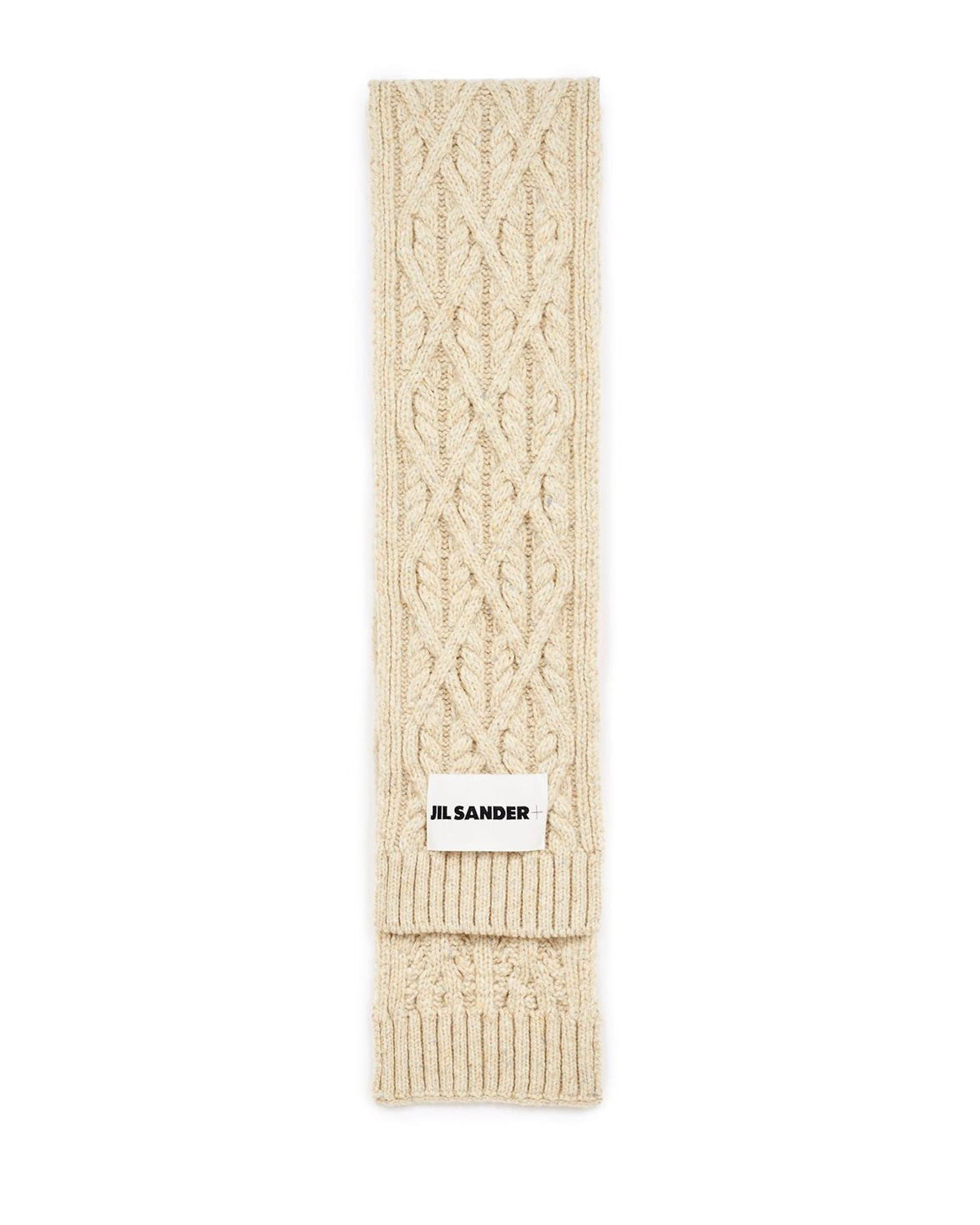 Jil Sander+ Chunky Cable Knit Wool Scarf Natural
