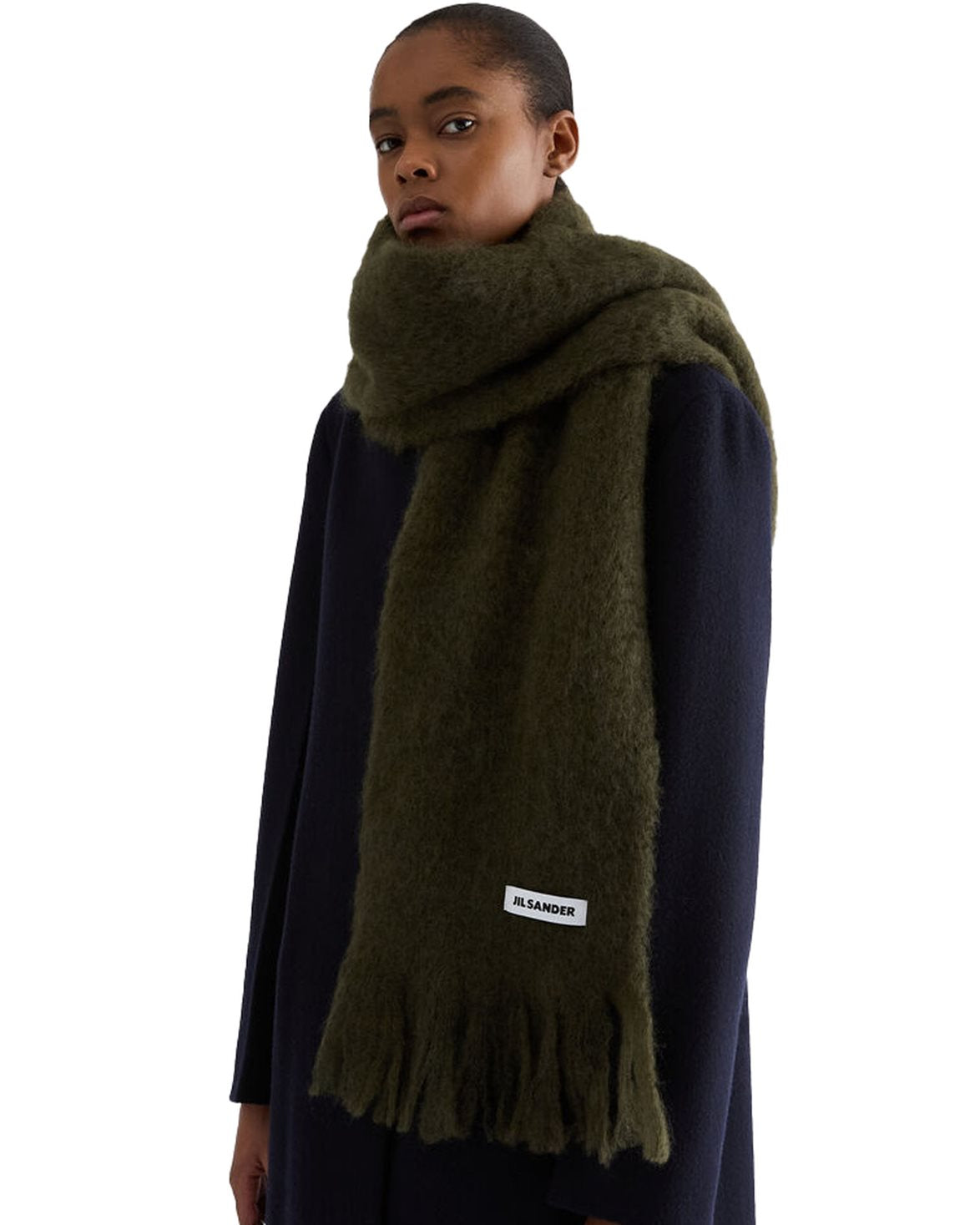 Slim Mohair Blend Scarf Thyme Green