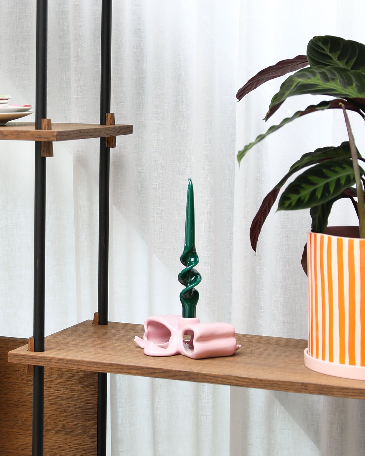 Ribbon Candle Holder Pink