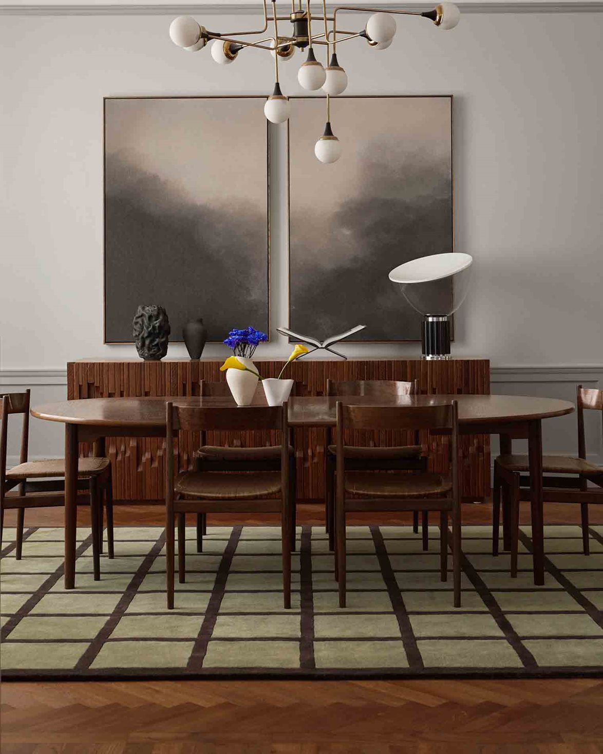 Avenue Checked Wool Rug Olive