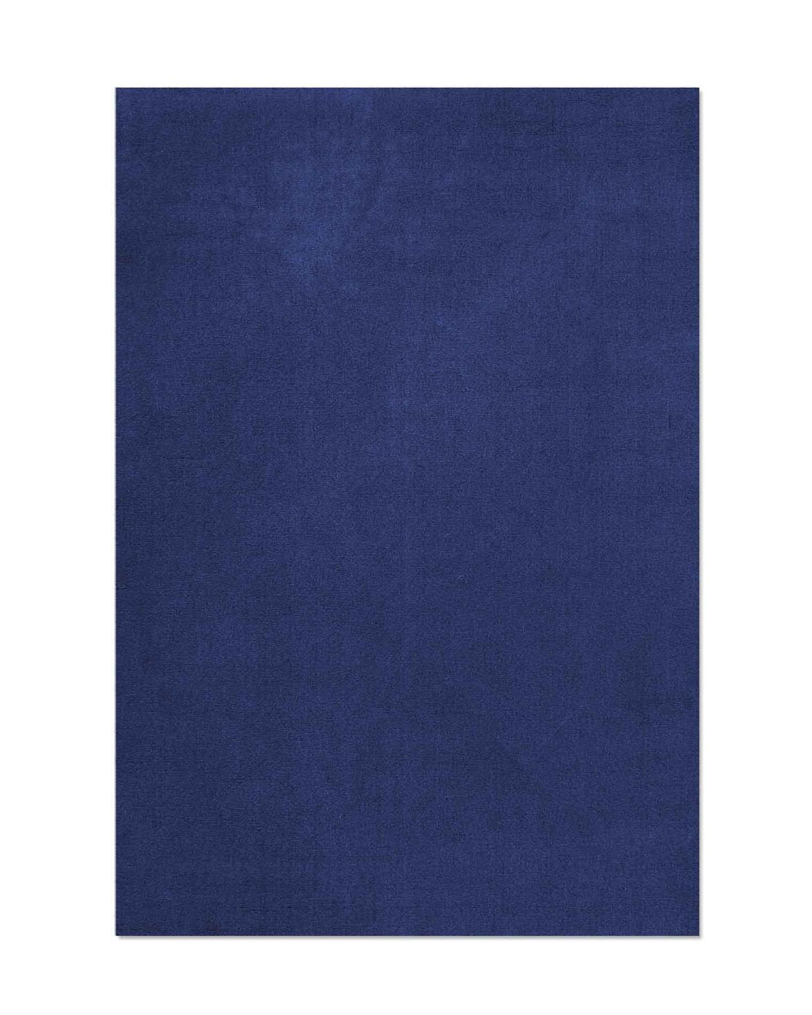 Classic Solid Wool Rug Blue Foncé