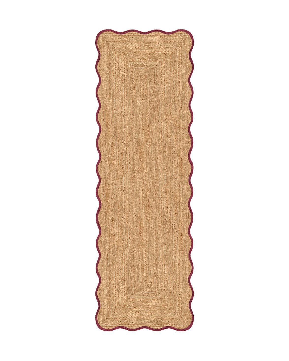 Scallop Jute Rug Burgundy