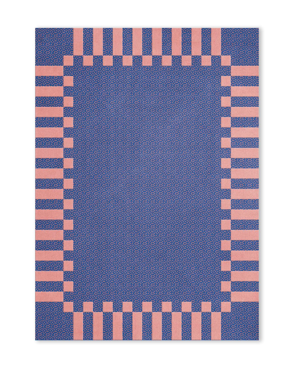 Teklan Frame Wool Rug Cobalt Salmon