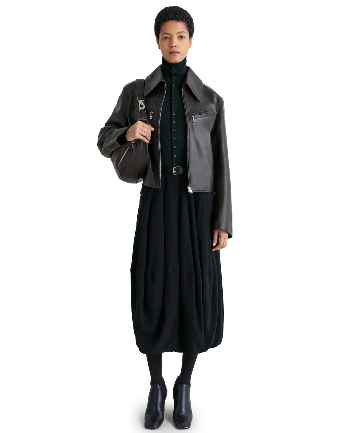 Boxy Leather Blouson Moka