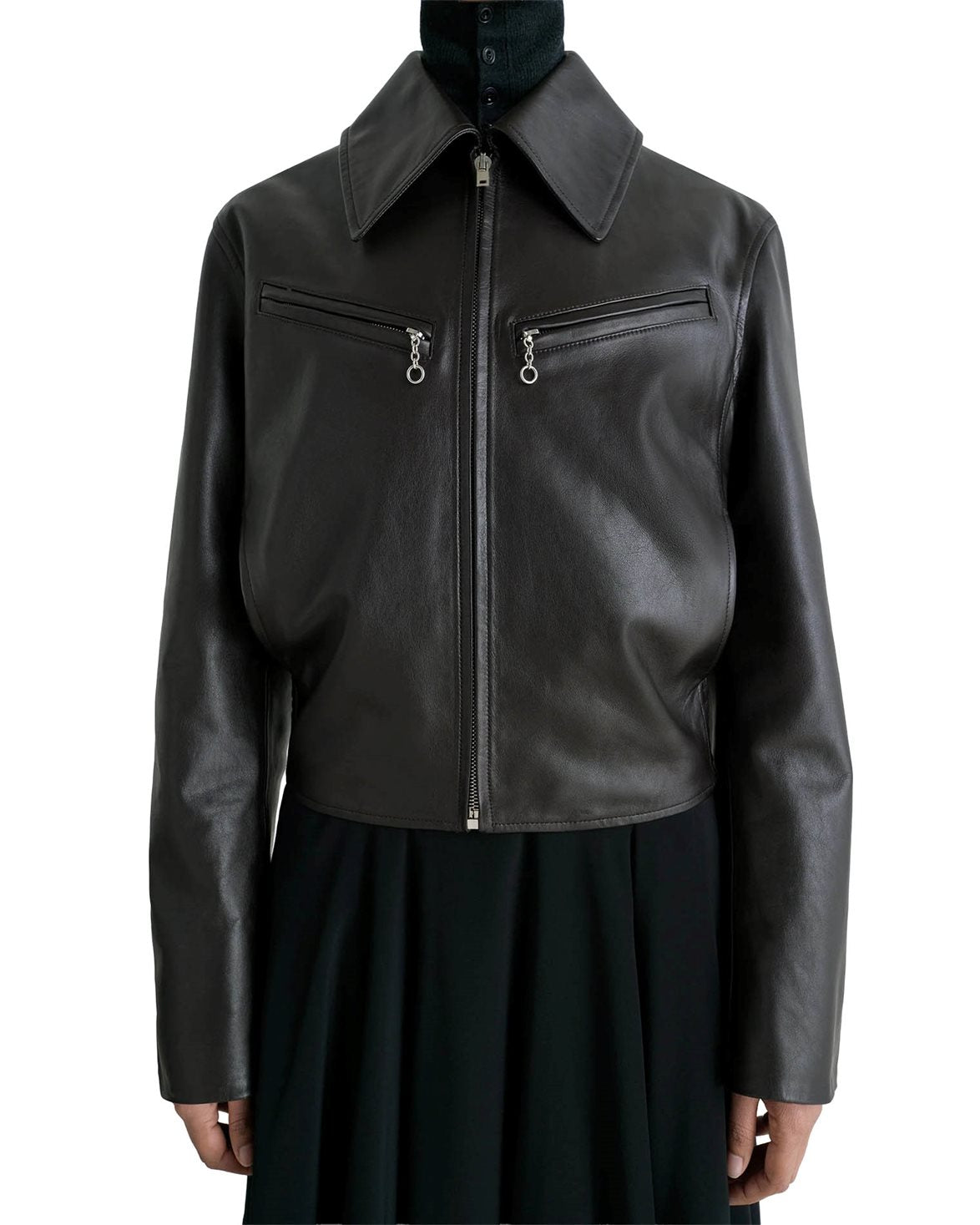 Boxy Leather Blouson Moka