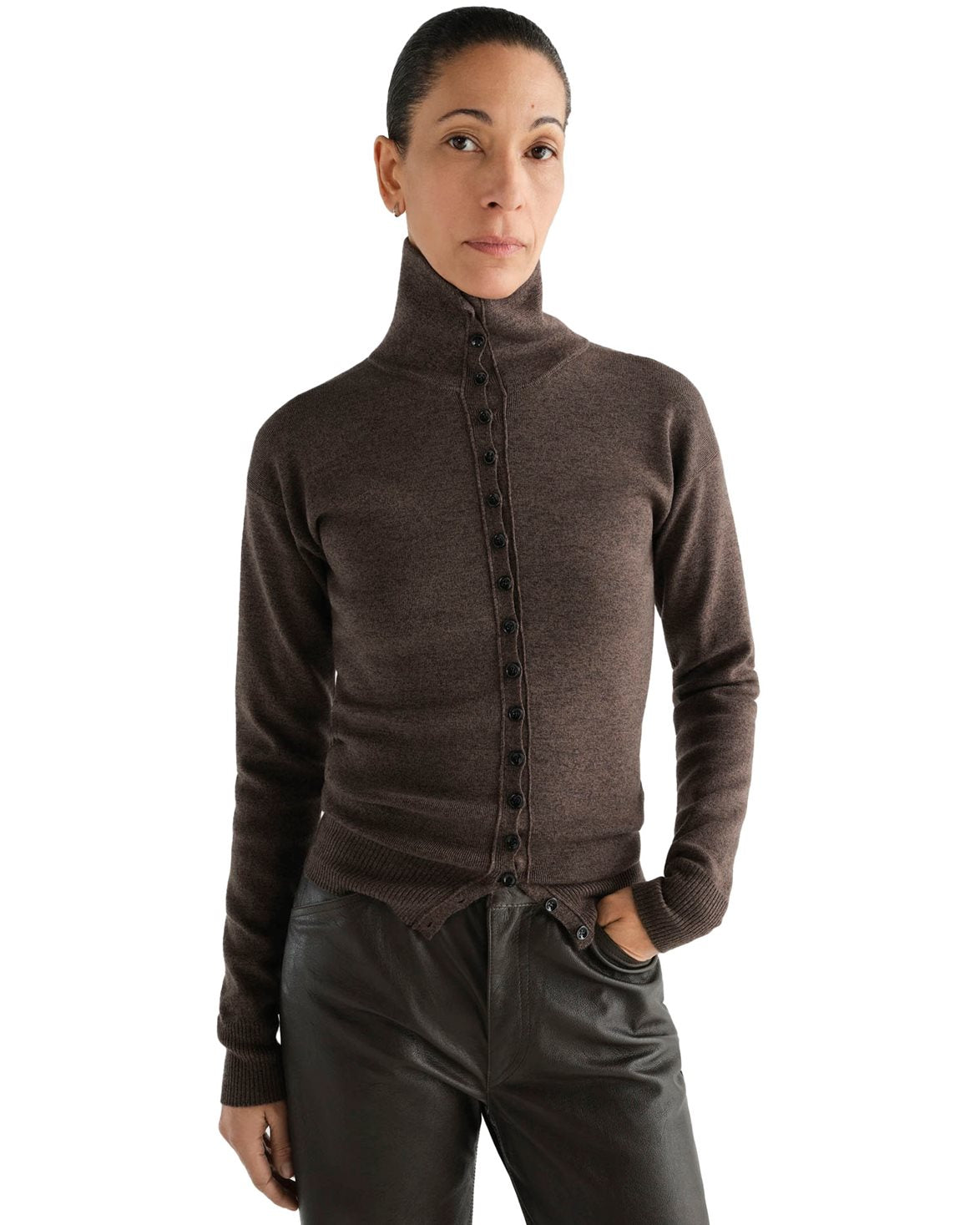Buttoned Top Ecorce Melange