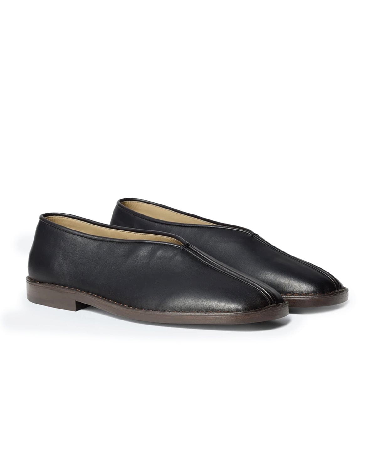 Flat Piped Slippers W Black/Dark Chocolate