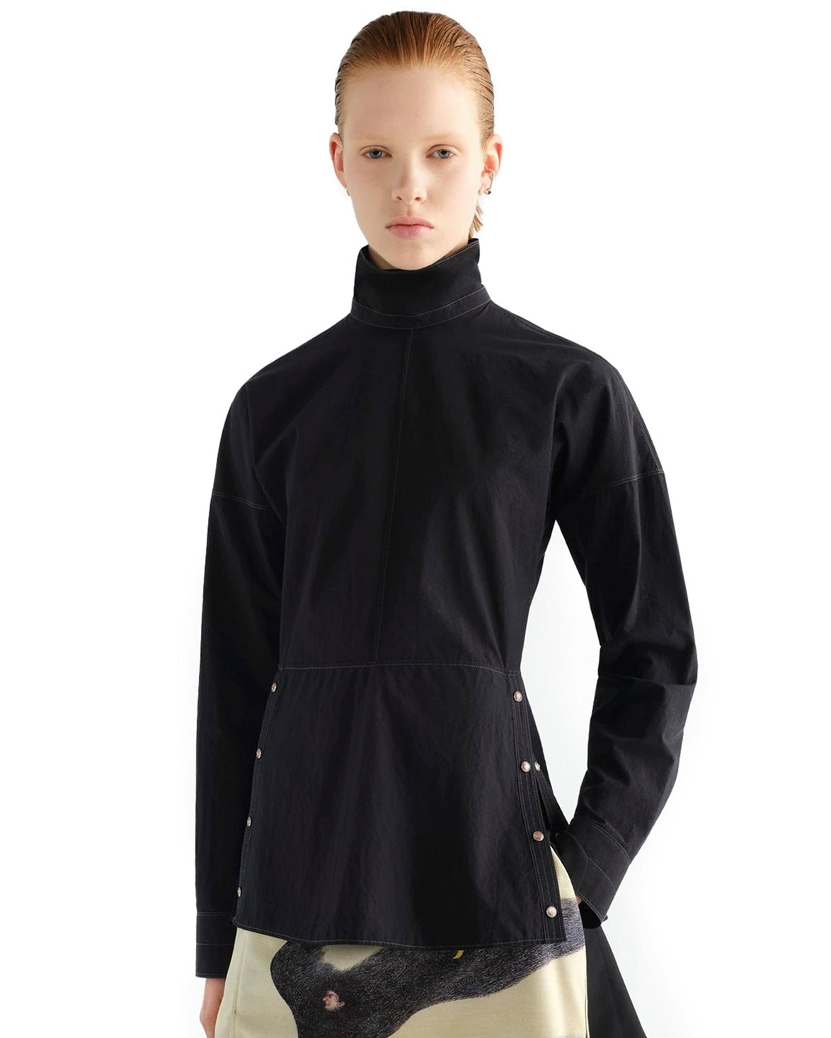 Plastron Top With Snaps Black
