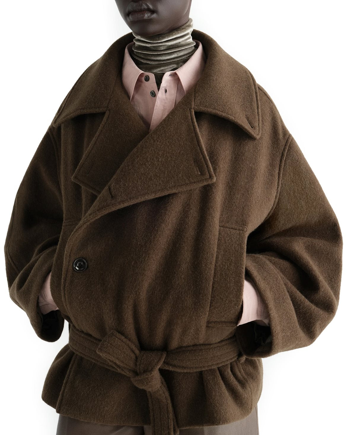 Short Wrap Coat Mud