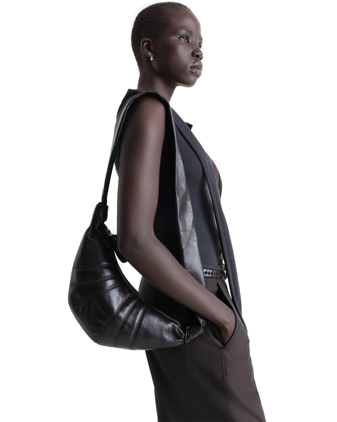 Small Croissant Bag Nappa Leather Dark Chocolate