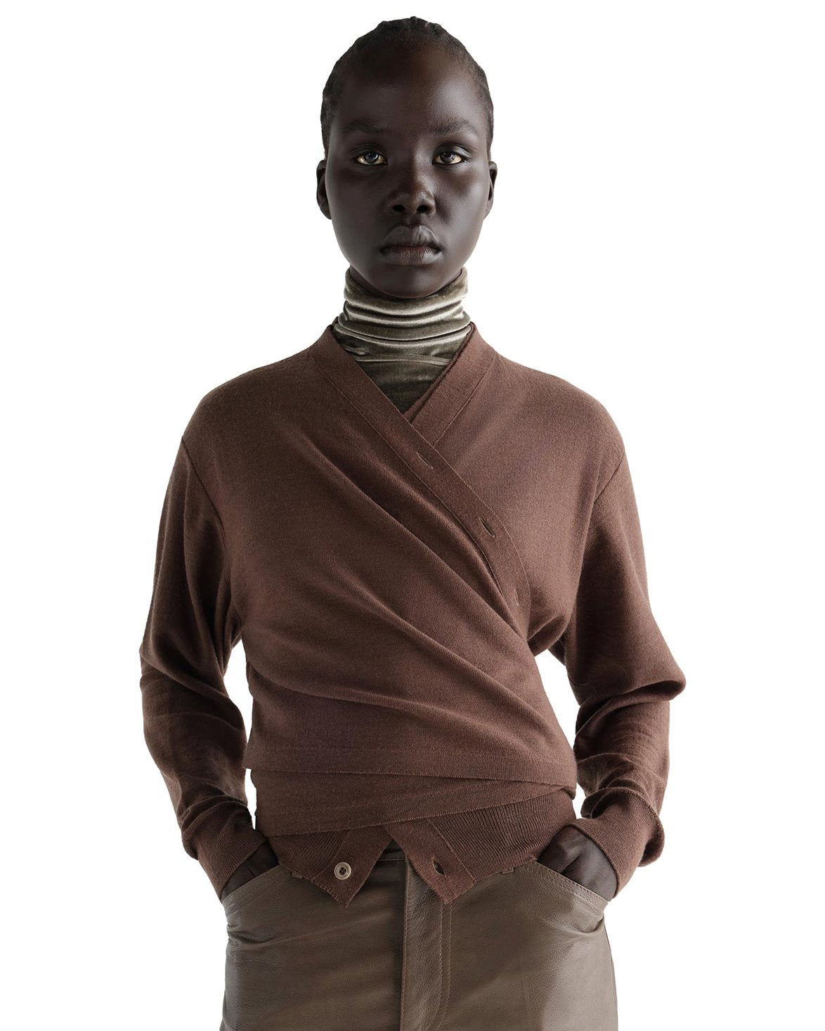 Trompe L'oeil Cardigan Shitake