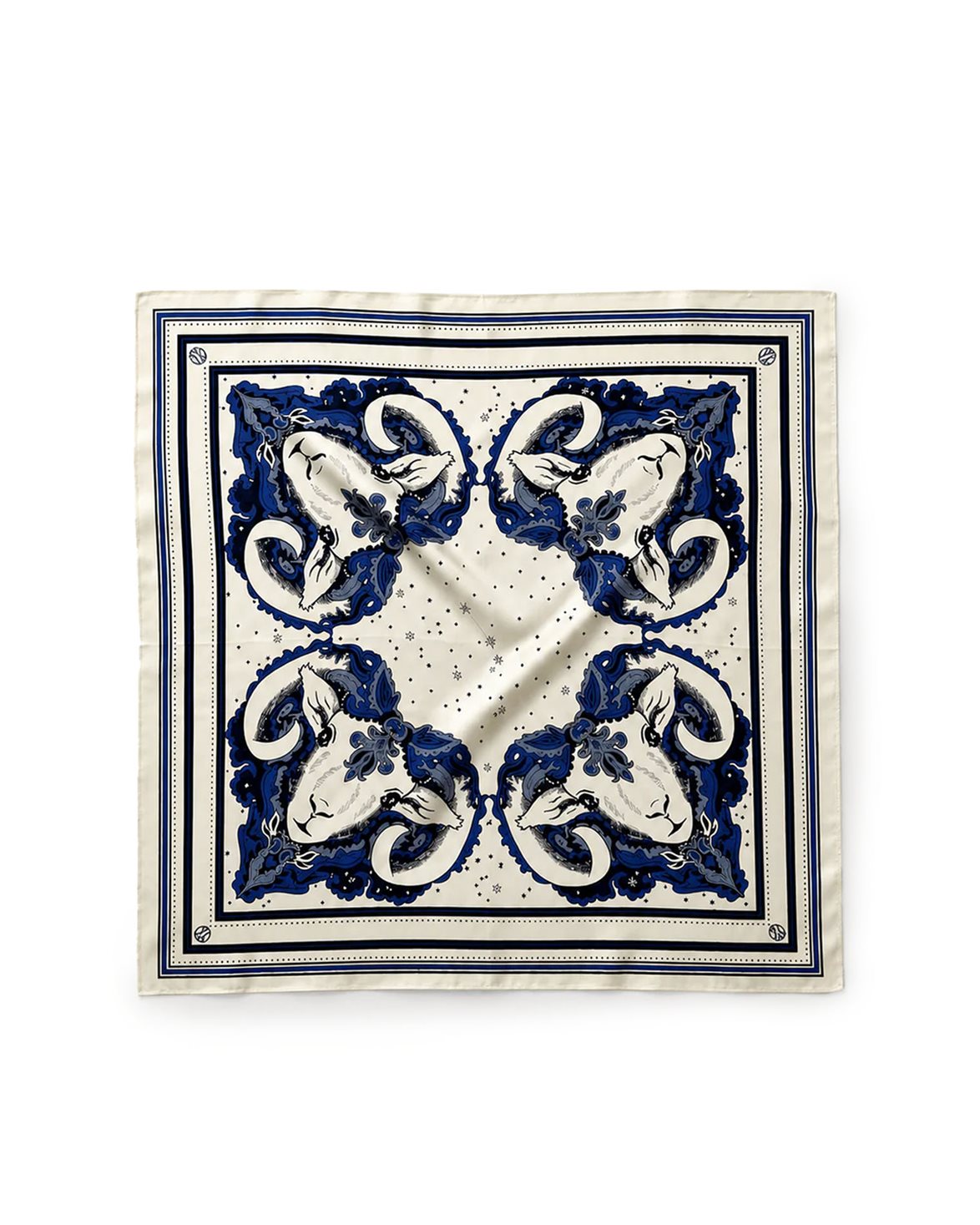 Aries Silk Scarf Cream/Blue