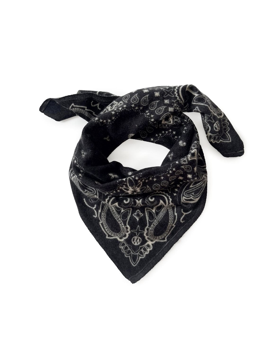 Cashmere Paisley Scarf Black/White