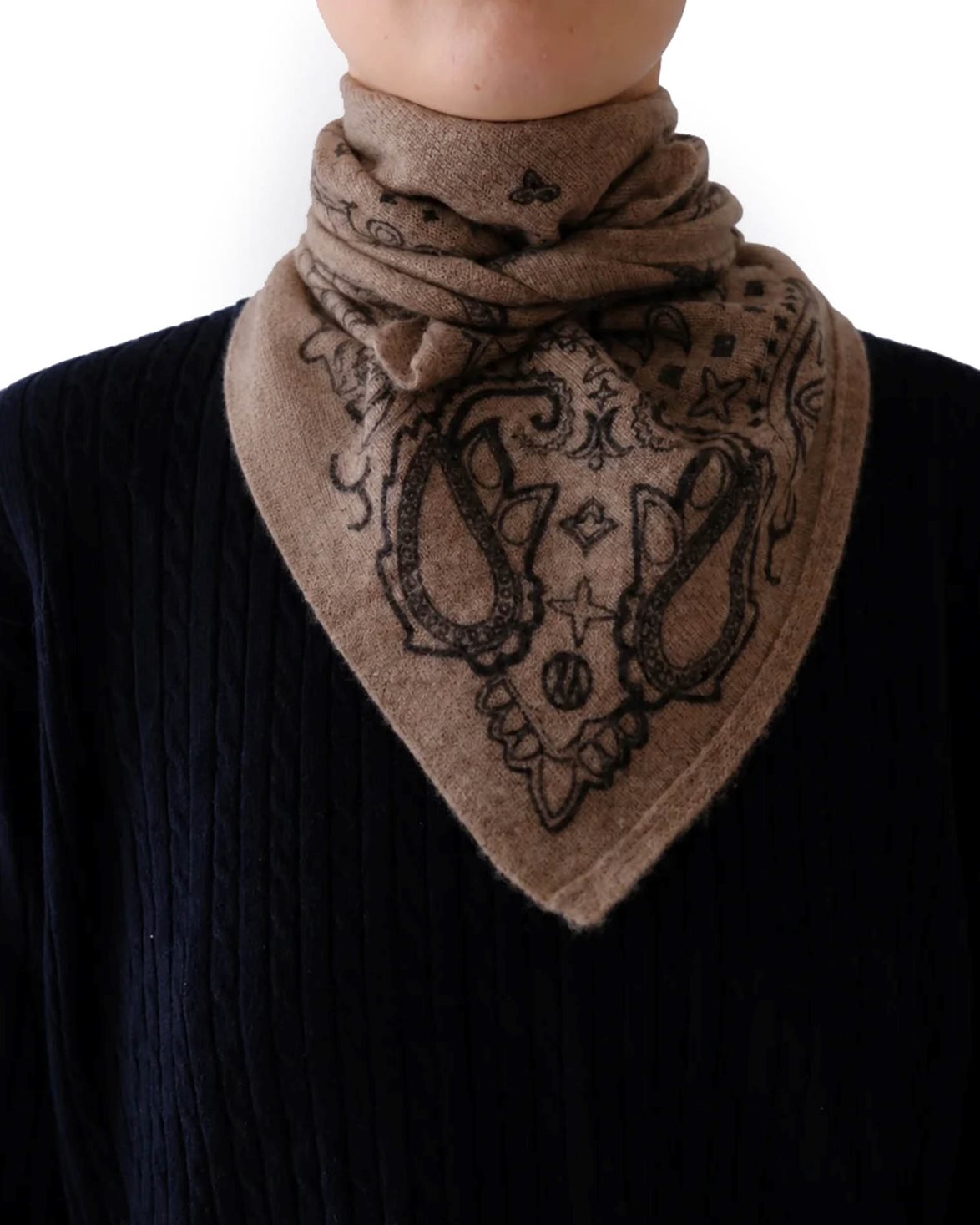 Cashmere Paisley Scarf Cappuccino/Black