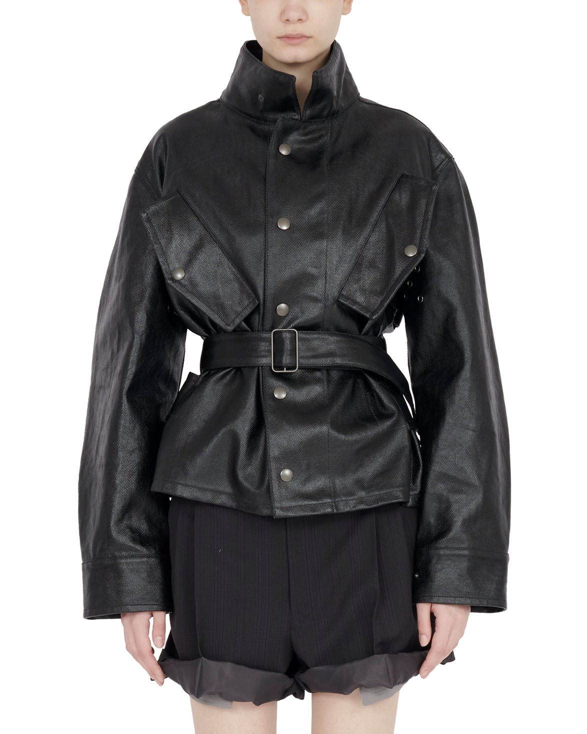 Belted Coated Jacket Black
