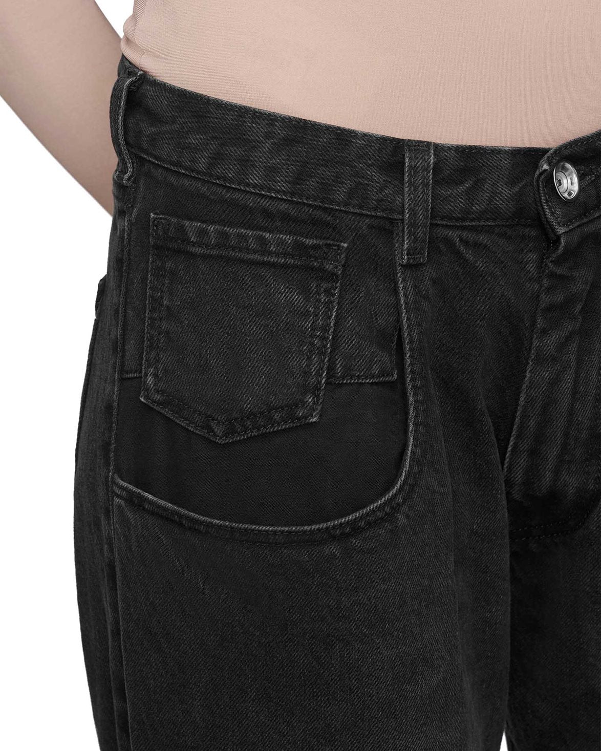 Contrast Pocket Jeans Black