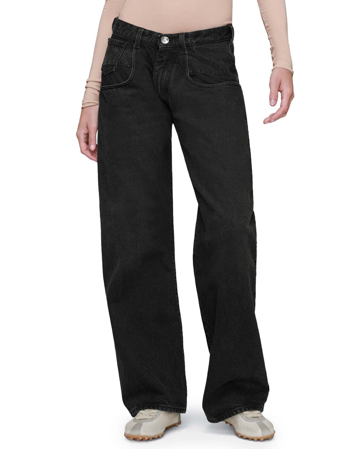 Contrast Pocket Jeans Black