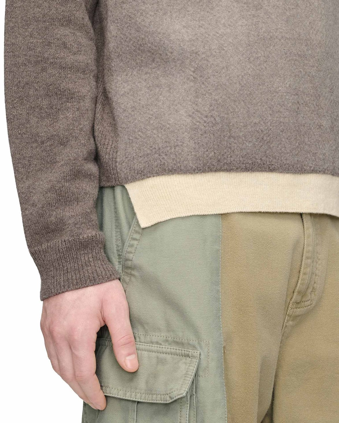 Fused Wool Knit Sweater Mud/Ecru